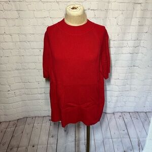 Vintage Elisabeth by Liz Claiborne Petite Red Ribbed Short sleeve Sweater